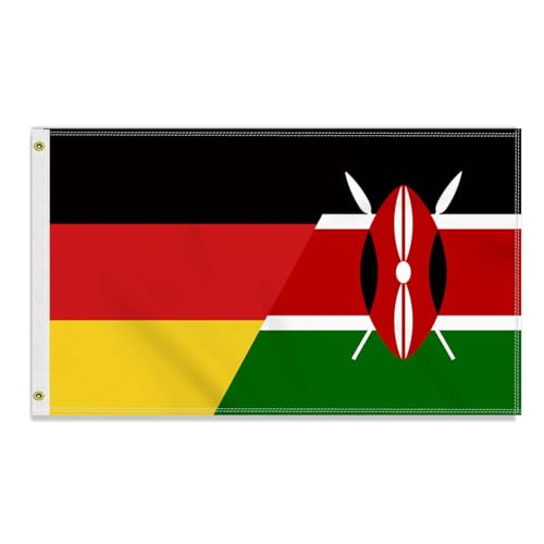 Große 90×150 CM Kenia Deutschland Flagge, großes 150D Deutsch kenianischen Freundschafts banner,Strapazierfähige Deutschlandfahne Doube-Seitendruck Dekor Messingösen large Kenya von Petite Pine