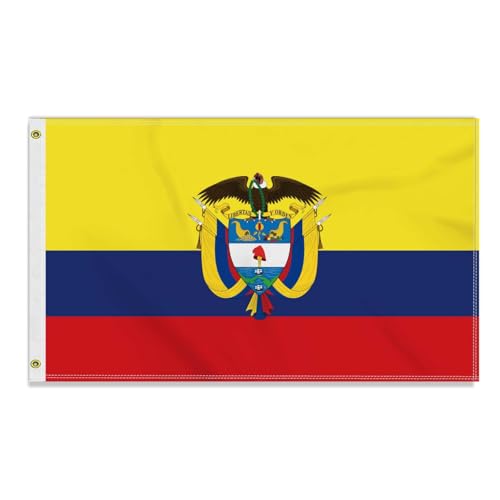 Große 90×150 CM Kolumbianisches Wappen Flagge,großes 150D kolumbianische Freundschafts banner, Deutschlandfahne Doube-Seitendruck Dekor Messingösen large colombia coat von Petite Pine