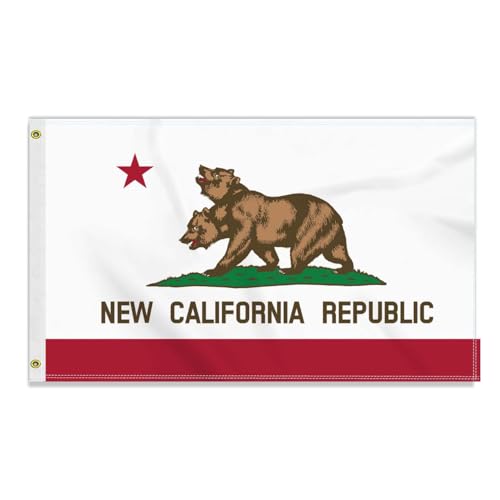Große 90×150 CM Neue Kalifornien Flagge,großes 150D Neue Kalifornische Freundschafts banner, Deutschlandfahne Doube-Seitendruck Dekor Messingösen large new California von Petite Pine