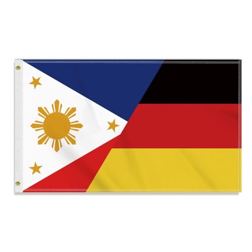 Große 90×150 CM Philippinen Deutschland Flagge,großes 150D Deutsch Philippinisch Freundschafts banner,Strapazierfähige Doube-Seitendruck Dekor Messingösen large Philippines von Petite Pine