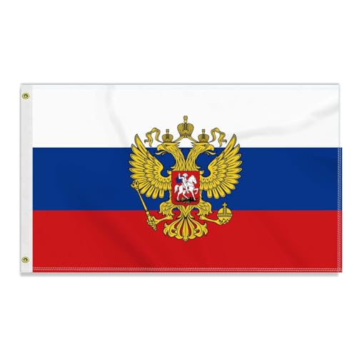 Große 90×150 CM Russisches Wappen Flagge,großes 150D Russisch Freundschafts banner, Deutschlandfahne Doube-Seitendruck Dekor Messingösen large Russia Coat von Petite Pine