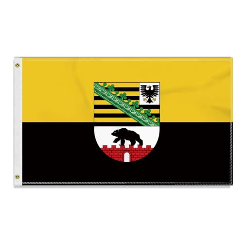 Große 90×150 CM Sachsen-Anhalt Flagge,großes 150D Deutsche Bundesland Freundschafts banner, Deutschlandfahne Doube-Seitendruck Dekor Messingösen large Saxony Anhalt_ von Petite Pine