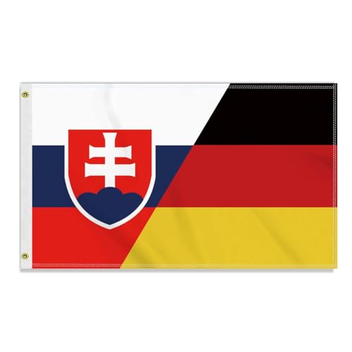 Große 90×150 CM Slowakei Deutschland Flagge,großes 150D Deutsch Slowakisch Freundschafts banner,Strapazierfähige Doube-Seitendruck Dekor Messingösen large Slovakia von Petite Pine