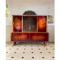 Midcentury Buffet Buffetschrank Anrichte Vitrine 60Er Wohnzimmer Schrank Ahorn Birke Rockabilly von PetiteFantastic