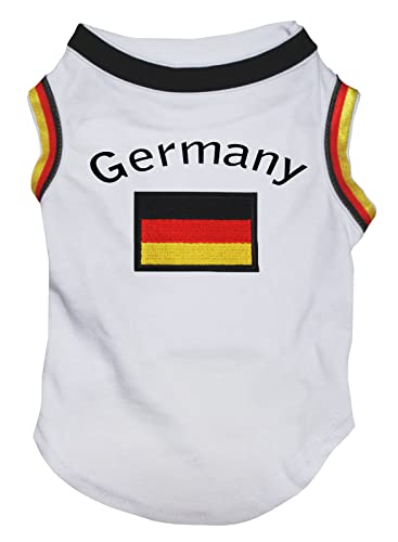 Petitebelle Deutschland & Flagge Welpe Hundehemd (Weiß/Deutschland Hem, X-Small) von Petitebelle