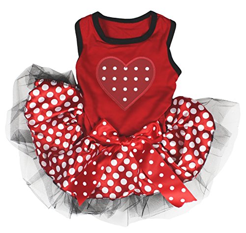 Petitebelle Hundekleid, Herzform, Rot mit Punkten von Petitebelle