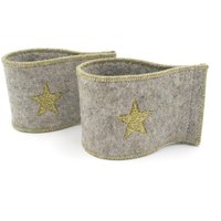 2-Er Set Serviettenringe Filz, Serviettenring Hellgrau, Serviettenring Mit Stern Goldfarben, Weihnachten, Advent, Serviettenring Tischdekoration von Petitefleurette