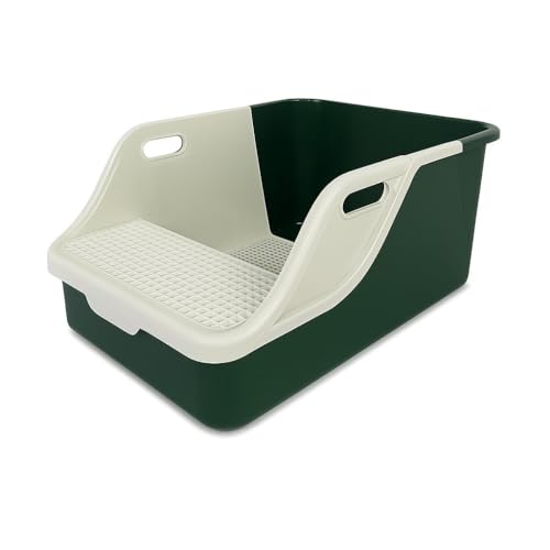 Petix Katzentoilette mit Sieb, XXL große Siebtoilette mit Sandfilterschaufel, Spritzschutz, 72 X 41X 29 (cm) Katzentoilette, leicht zu reinigen, (Grün Weiß) von Petix
