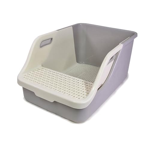 Katzentoilette mit Sieb, XXL große Siebtoilette mit Sandfilterschaufel, Spritzschutz, 72 X 41X 29 (cm) Katzentoilette, leicht zu reinigen, Petix (Grau) von Petix