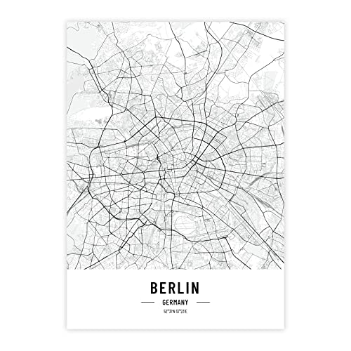 Petra Pan Städteposter Berlin in schwarz-weiß · Wandbild mit Stadtplan · DIN A2 (42x59,4cm) · als Deko oder Geschenkidee · Var. C von Petra Pan