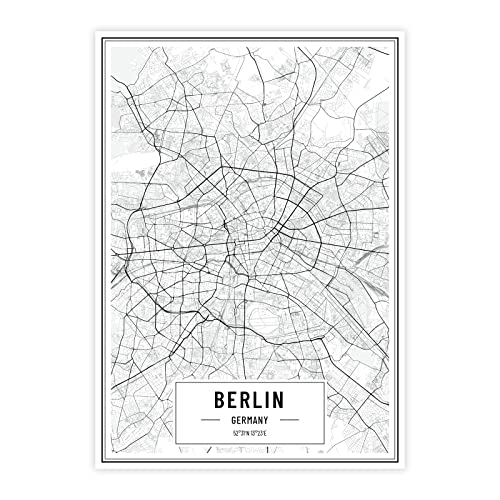 Petra Pan Städteposter Berlin in schwarz-weiß · Wandbild mit Stadtplan · DIN A2 (42x59,4cm) · als Deko oder Geschenkidee · Var. D von Petra Pan