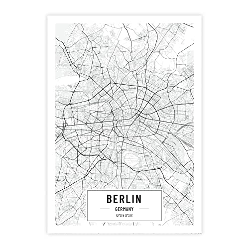 Petra Pan Städteposter Berlin in schwarz-weiß · Wandbild mit Stadtplan · DIN A3 (29,7x42cm) · als Deko oder Geschenkidee · Var. E von Petra Pan