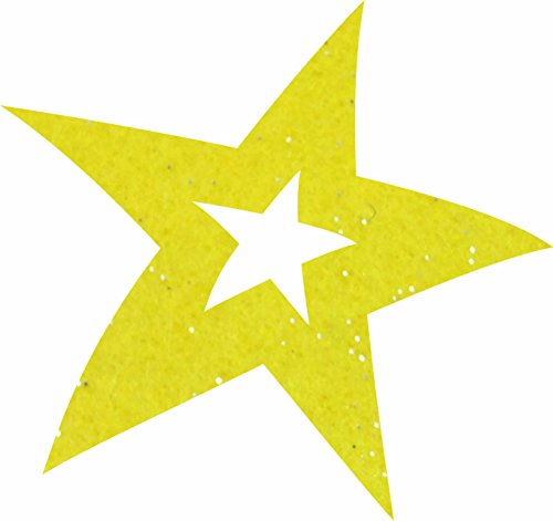 Petra's Bastel News gelb 35 x Sterne mit Sternausschnitt 40 mm aus Gliterfilz Farbe, Fliz, 18 x 12 x 3 cm von Petra's Bastel News