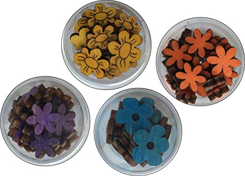 Petra's Bastel News Bastelset 4-teiliges Dosenset farbige Blumen IV, bestehend aus 4 verschiedenen Designs 4 Farben, Holz, bunt von Petra's Bastel News