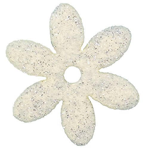 Petra's Bastel News 100 x Blume 30 mm mit Loch in der Mitte, Glitzerfilz, einseitig Glitzer, Fliz, Creme, 18 x 12 x 5 cm von Petra's Bastel News