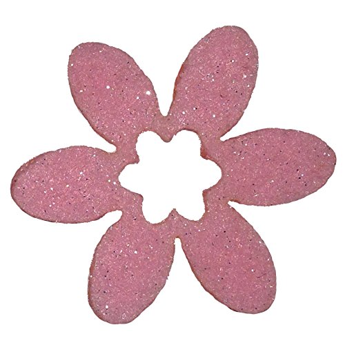 Petra's Bastel News 100 x Blume 30 mm mit Blumenausschnitt, Glitzerfilz, einseitig Glitzer, Fliz, rosa, 18 x 12 x 5 cm von Petra's Bastel News