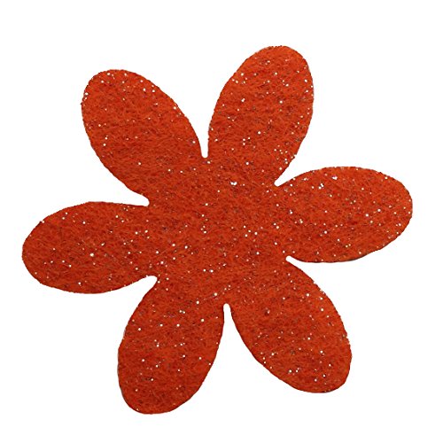 Petra's Bastel News 100 x Blume 35 mm, Glitzerfilz, einseitig Glitzer, Fliz, orange, 18 x 12 x 5 cm von Petra's Bastel News