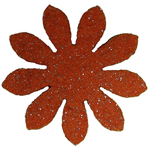 Petra's Bastel News 100x Margerite 30 mm, Glitzerfilz, einseitig Glitzer, Fliz, orange, 18 x 12 x 5 cm von Petra's Bastel News