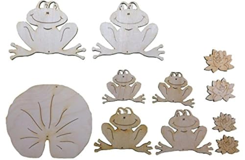 Petra's Bastel-News 11-teiliges Holzset Frösche bestehend aus 3 verschiedenen Designs, Holz, Natur, 18 x 12 x 3 cm Petra's Bastel-News 11-teiliges Holzset Frösche bestehend aus 3 verschiedenen Designs, Holz, Natur, 18 x 12 x 3 cm von Petra's Bastel News