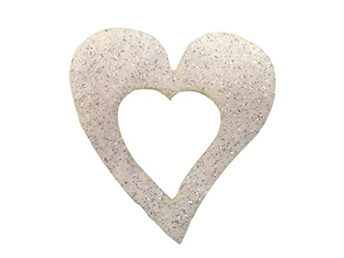 Petra's Bastel News Streuartikel 70x Herz mit Ausschnitt 35 mm Glitzerfilz 1 mm einseitig Glitzer Farbe: Creme, Fliz, 18 x 12 x 3 cm, 70-Einheiten von Petra's Bastel News