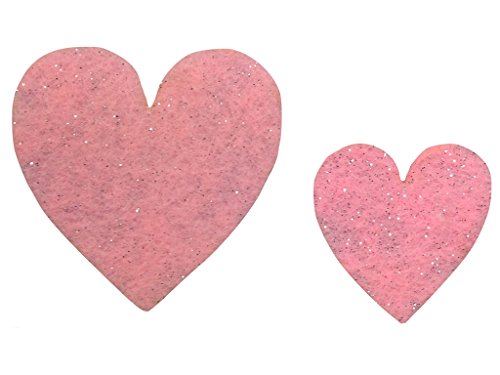 Petra's Bastel News 90-teiliges Herzenset Herzen symmetrisch Set aus 2 verschiedenen Größen Glitzerfilz 1mm einseitig Glitzer Farbe: rosa, Fliz, 18 x 12 x 3 cm von Petra's Bastel News