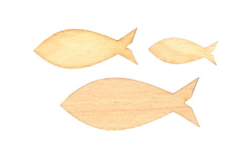 Petra's Bastel News 70-teiliges Set Fische geschlossen bestehend aus 3 verschiedenen Größen Holz (3cm, 4,5cm und 6cm), 3-6cm von Petra's Bastel News