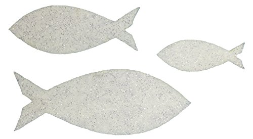 Petra's Bastel News 60-teiliges Fische-Set, 3 Verschiedene Größen, Glitzerfilz, einseitig Glitzer, Fliz, weiß, 18 x 12 x 5 cm von Petra's Bastel News