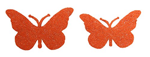 Petra's Bastel News 60-teiliges Schmetterling-Set 2 Verschiedene Größen Glitzerfilz 1mm einseitig Glitzer Farbe: orange, Fliz, 18 x 12 x 3 cm von Petra's Bastel News