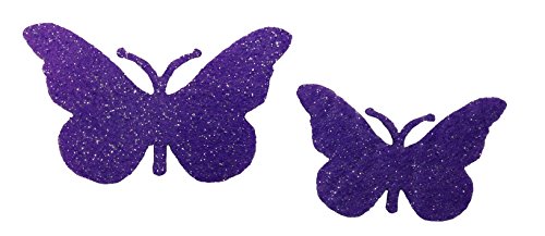 Petra's Bastel News 60-teiliges Schmetterling-Set 2 Verschiedene Größen Glitzerfilz 1mm einseitig Glitzer Farbe: lila, Fliz, 18 x 12 x 3 cm von Petra's Bastel News