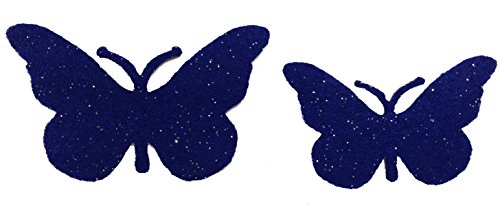 Petra's Bastel News 60-teiliges Schmetterling-Set 2 Verschiedene Größen Glitzerfilz 1mm einseitig Glitzer Farbe: blau, Fliz, 18 x 12 x 3 cm von Petra's Bastel News