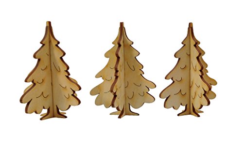 Petra's Bastel News 3 Stecksätze aus Holz für 3-D Tannenbäume Höhe: ca. 10 cm, Natur, 28 x 19 x 5.5 cm von Petra's Bastel News