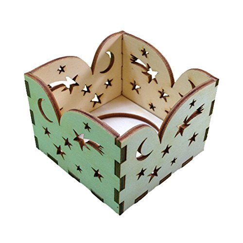 Petra's Bastel News 3-teiliges Holzset für Teelichthalter Sterne bestehend aus 2 kleinen und 1 großen Bausatz, Holz, Natur, 28 x 19 x 5.5 cm von Petra's Bastel News