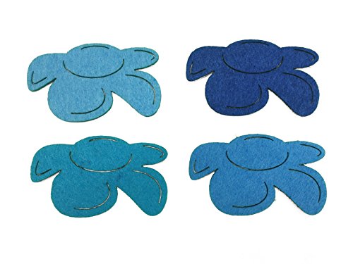 Petra's Bastel News 20-teiliges Filzset Blumen halb je 5 Stück in 4 Filzfarbe: hellblau/blau/dunkelblau/türkis, bunt, 18 x 12 x 3 cm von Petra's Bastel News