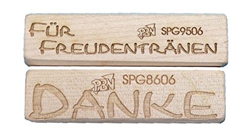 Petra's Bastel News Stempel Stempelset Danke und Für Freudentränen in moderner Blockschrift, waagerecht, Holz, Holzfarben, 25 x 18 x 5 cm von Petra's Bastel News