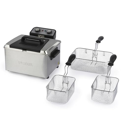 Petra 5L Fritteuse – Inklusive Großer Drahtkorb & 2 Kleine Körbe, Abnehmbarer Griff, Antihaft-Ölbehälter, Leicht zu Reinigen, Einstellbare Temperaturregelung, Sichtfenster, 3000W, PT6266VDE Petra 5L Fritteuse – Inklusive Großer Drahtkorb & 2 Kleine Körbe, Abnehmbarer Griff, Antihaft-Ölbehälter, Leicht zu Reinigen, Einstellbare Temperaturregelung, Sichtfenster, 3000W, PT6266VDE von Petra