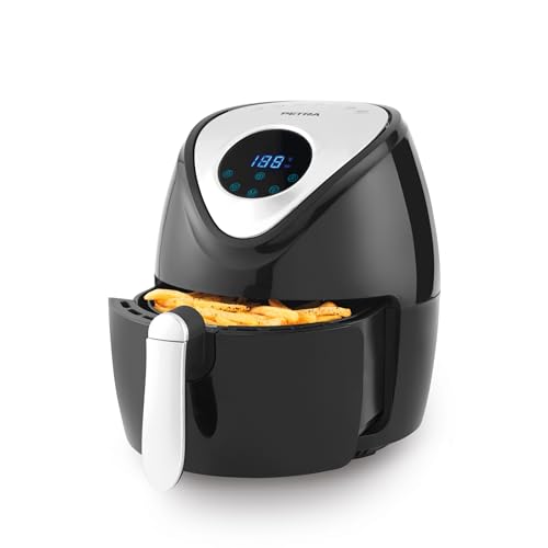 Petra PT4221VDEEU7 Heißluftfritteuse - Digitale Familiengröße Luftfritteuse, max. Temperatur 200 °C, 4.5L XXL Antihaft Kochkorb, 7 Kochfunktionen, 30-Minuten-Timer, Ölfreies Kochen Bratwurst, 1300W von Petra