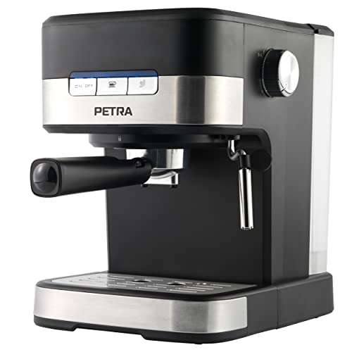 Petra PT4623VDEEU7 Pro Barista Kaffeemaschine, 1,5 Liter, siebträgermaschine, Espressomaschinen, Milchaufschäumer, Italienisch 15 Bar, Für 1 or 2 Tassen, Single/Double Shot, Cappuccino, 850W, BPA-Frei von Petra