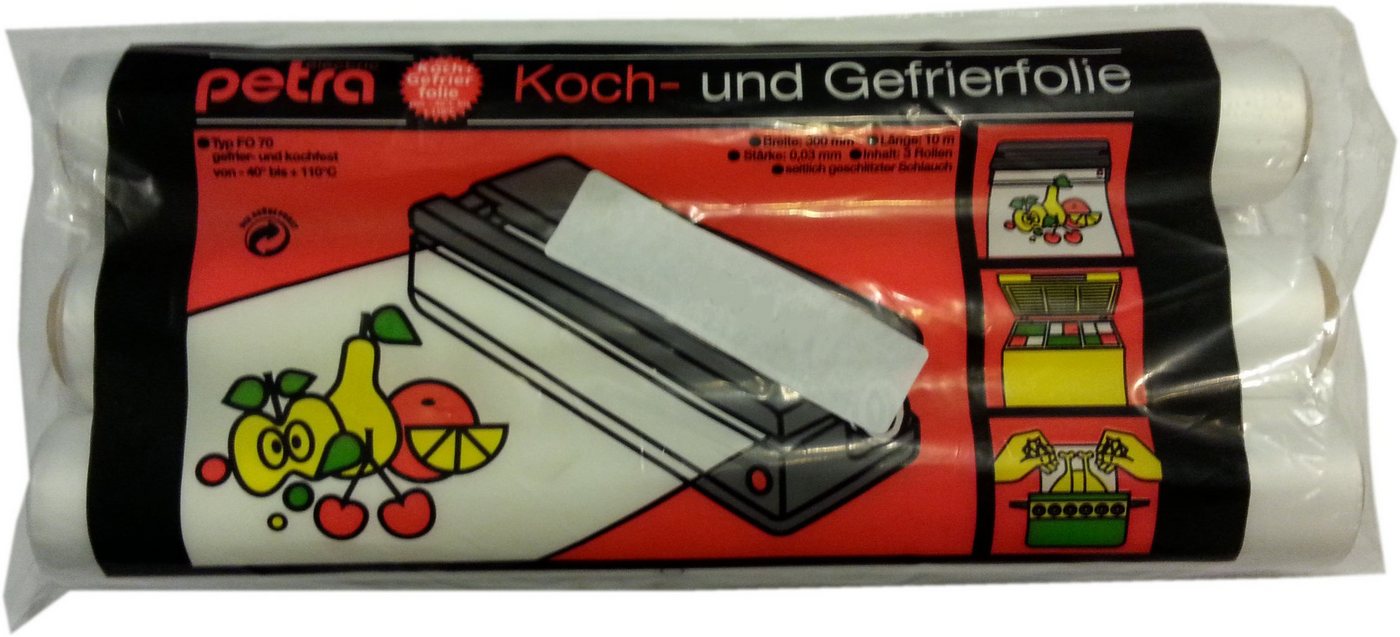 Petra Vakuumbehälter Petra-electric Koch- und Gefrierfolie 3 Rollen-40°C bis +110°C gefrier und kochfest Stärke 0,03mm, (3-tlg) von Petra