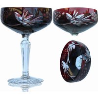 4x Rubinrote Champagnergläser | Muster Trauben Coupes Von Lausitzeret von PetraBoutiqueFinds
