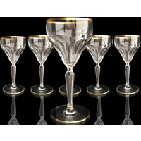 6x Kristallweingläser | Lady Hamilton Golddünner Rand Panel-Schnitt von PetraBoutiqueFinds