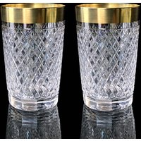 Vintage-Whiskygläser | Bourbongläser 2 Stück Geschliffenes Kristallglas Mit 24-Karätigem Goldrand 1960Er Jahre Rheinkristall von PetraBoutiqueFinds