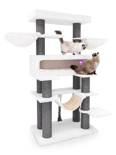 Petrebels Maine Coon Kratzbaum XXL, Lookout 198 cm, Design Kratzbaum für große Katzen, Extrem Stabil, mit 15cm Ø Natur-Sisal Stämme, Farbe Off-White Petrebels Maine Coon Kratzbaum XXL, Lookout 198 cm, Design Kratzbaum für große Katzen, Extrem Stabil, mit 15cm Ø Natur-Sisal Stämme, Farbe Off-White von Petrebels