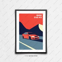 Bmw E46 M3 - Auto Poster, Autokunst, Kunstdrucke, Wandkunst, Geschenkideen Geburtstag, Geschenke Für Ihn Einzigartig, Vatertag, Automobilkunst von PetrolPosters