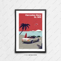 Mercedes Benz Sl500 - Auto Poster, Autokunst, Kunstdrucke, Wandkunst, Geburtstag, Geschenke Für Ihn Einzigartig, Vatertag, Autokunst von PetrolPosters