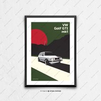 Vw Golf Gti Mk1 - Auto Poster, Autokunst, Kunstdrucke, Wandkunst, Geburtstag Geschenkideen, Geschenke Für Ihn Einzigartig, Vatertag, Autokunst von PetrolPosters