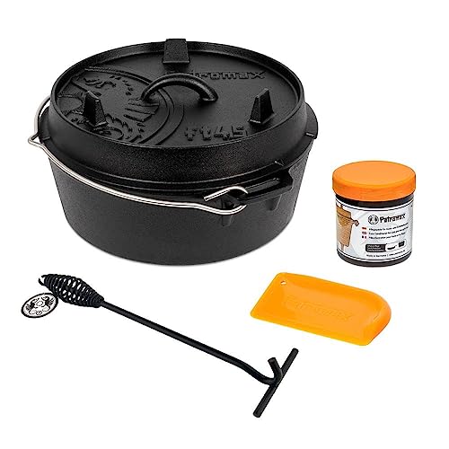 Petromax Dutch Oven Set - 4-teiliges Feuertopf-Set: Feuertopf ft4.5-t, Deckelheber, Pflegepaste, Schaber von Petromax