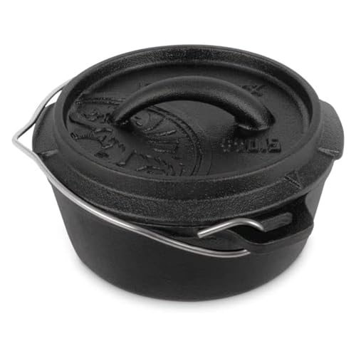 Petromax Feuertopf ft3 - Dutch Oven aus Gusseisen für Kochen und Backen - mit Deckel, Henkel und planem Boden - Gerichte für 1 bis 3 Personen - 1,6 l von Petromax