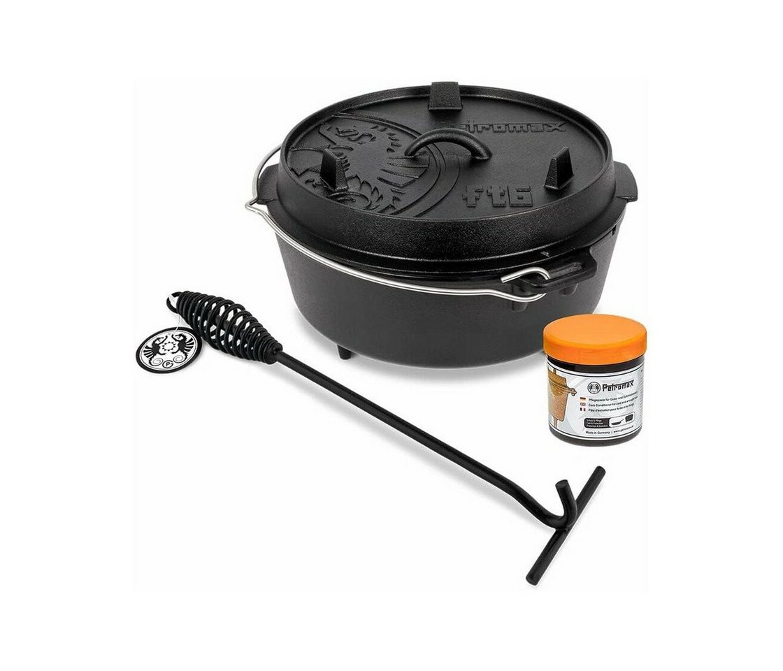 Petromax Feuertopf Petromax Feuertopf Dutch Oven Set Pflegepaste Deckelheber FT6 von Petromax