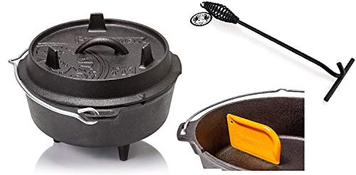 Petromax Feuertopf Starterset ft3 (Dutch Oven mit Standfüssen) inkl. Deckelheber + Schaber von Petromax