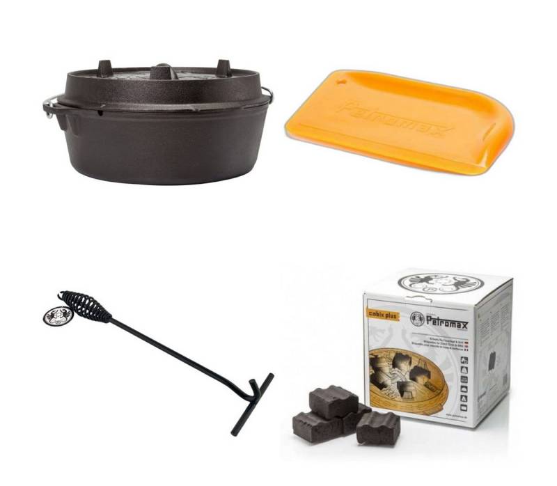Petromax Grilltopf Petromax Feuertopf Starterset ft6 planer Boden inkl. Kohlen + Schaber, (4-tlg) von Petromax